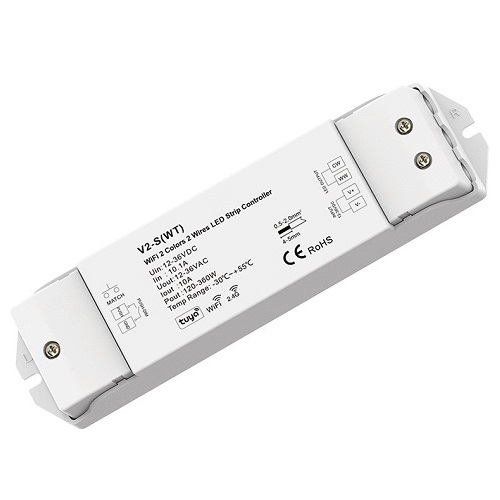 V2-S(WT) LED kontroller 12-36V, 1x10A, Tuya, Wi-Fi