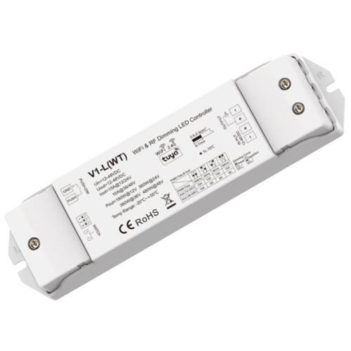 V1-L(WT) LED Controller, 12-48V, 1x15A, koos Push-Dimm, Tuya, Wi-Fi