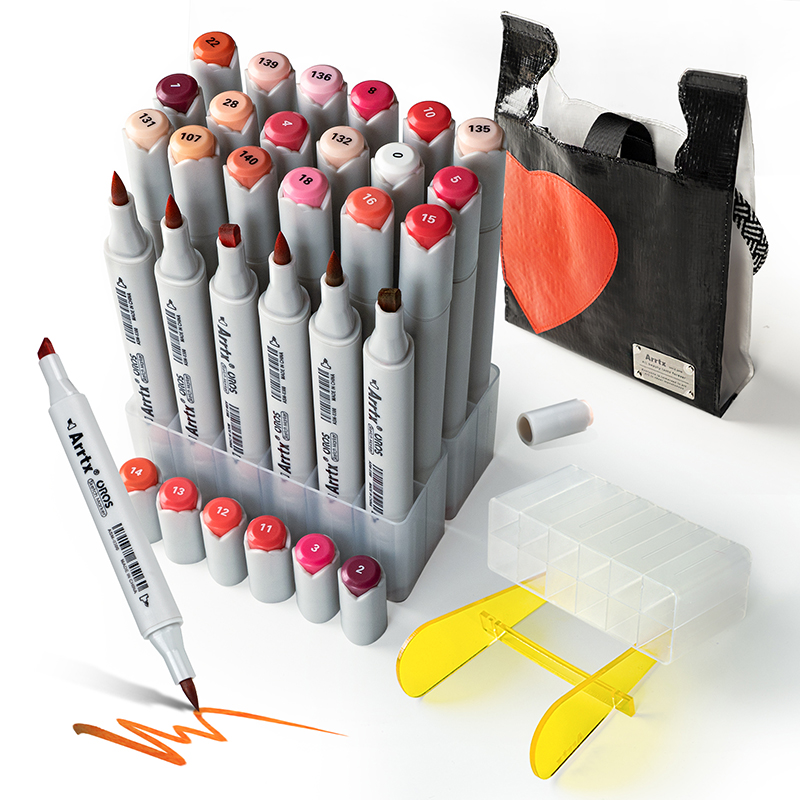 Double-sided Marker Pens ARRTX Oros, 24 Colours, punane tone shade
