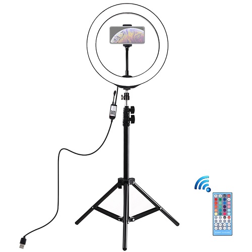 LED Ring Lamp 26 cm Koos Desktop Tripod Mount Up To 1.1m, Phone Clamp, USB