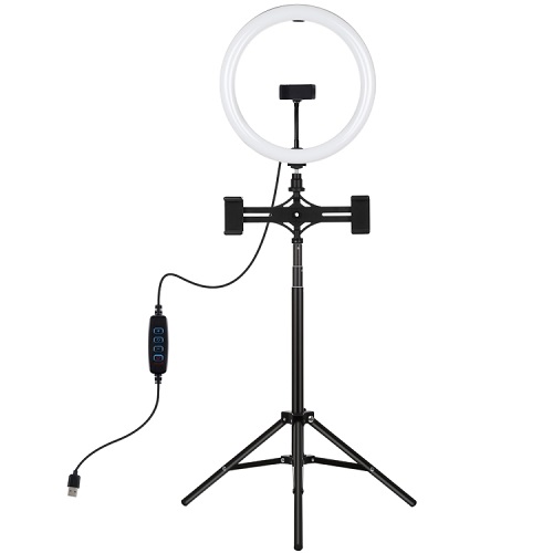 LED Ring Lamp 30cm koos Desktop Tripod Mount Up to 165cm ja 3 Phone Clamps, USB