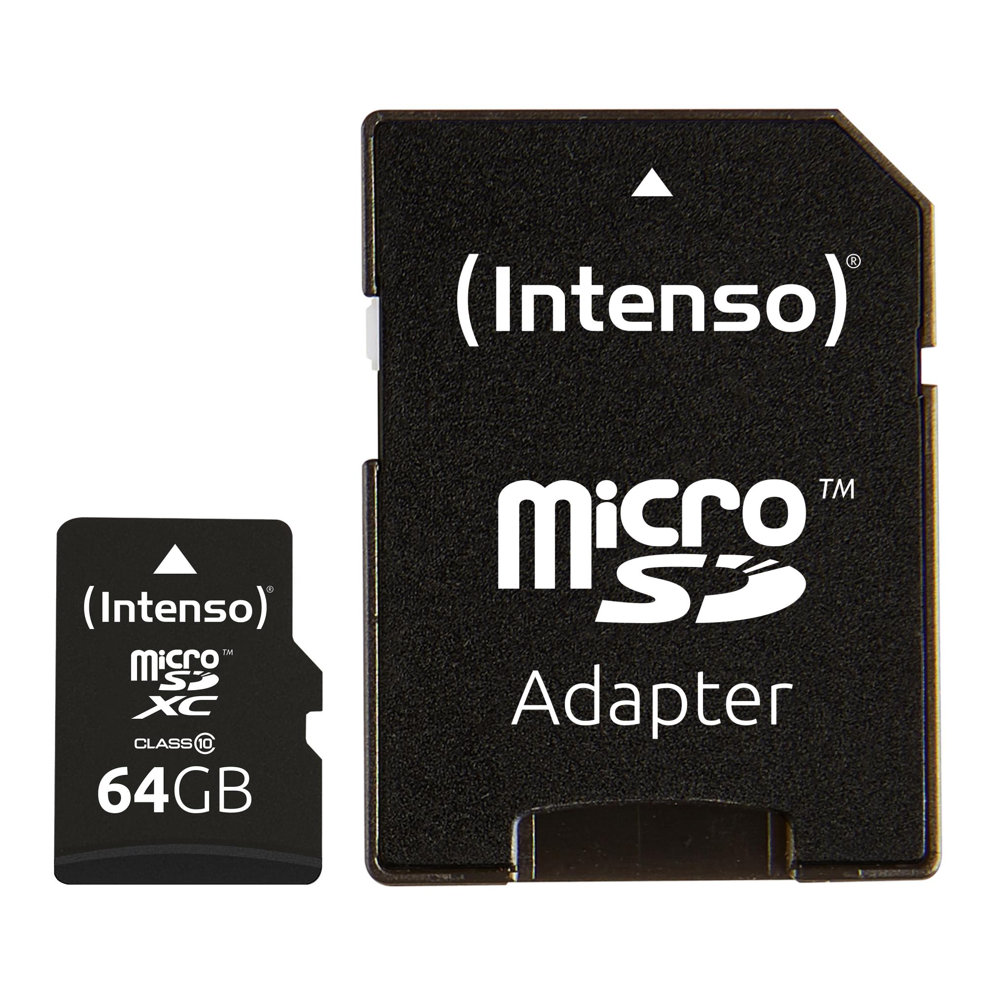 Mälukaart Micro SDXC 64GB C10 adapteriga Intenso