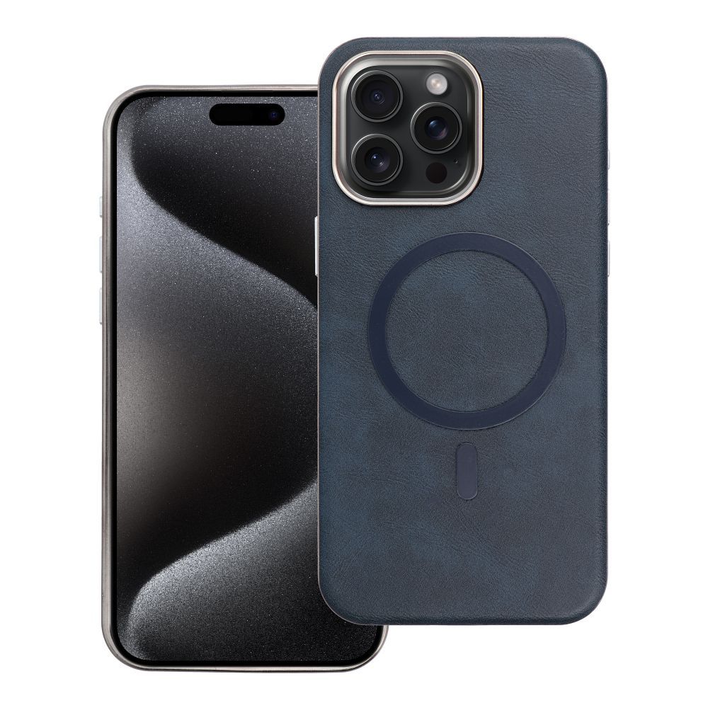 GENTLEMAN MAG COVER Ümbris compatible koos MagSafe jaoks IPHONE 15 PRO MAX tumesinine sinine