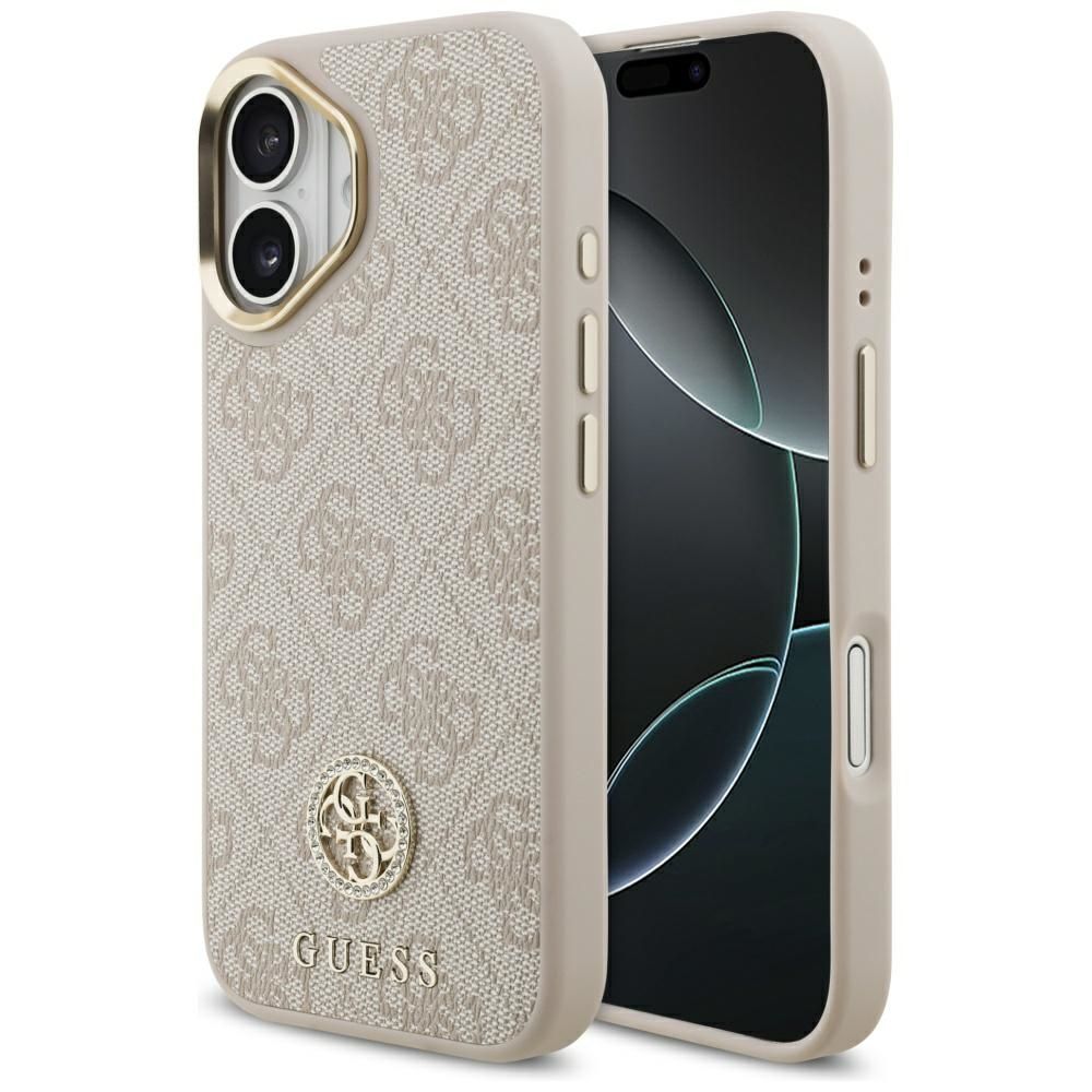 GUESS ümbris jaoks IPHONE 17 compatible with MagSafe GUHMP17SP4GRMDEP (PU W/ 4G Strass Logo) roosa