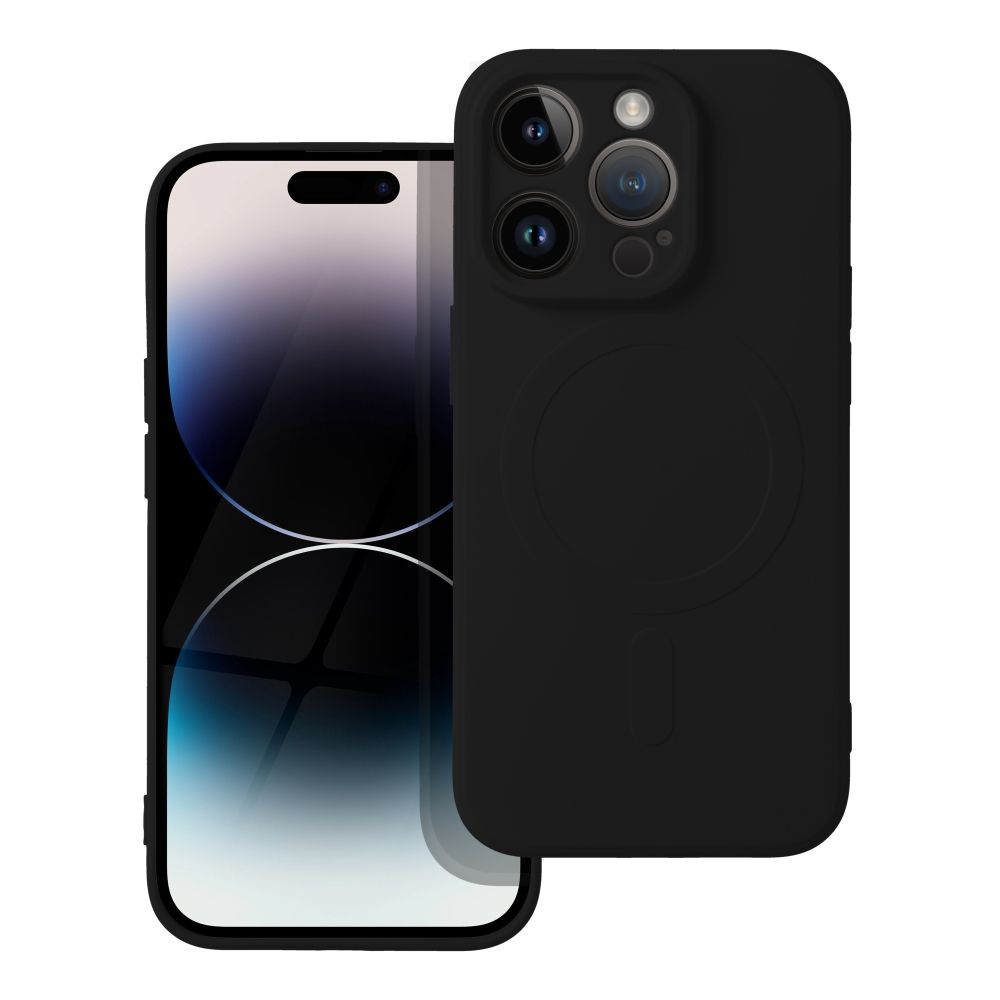 Case for iPhone 14 PRO Silicone Mag Cover compatible with MagSafe (camera protection) black