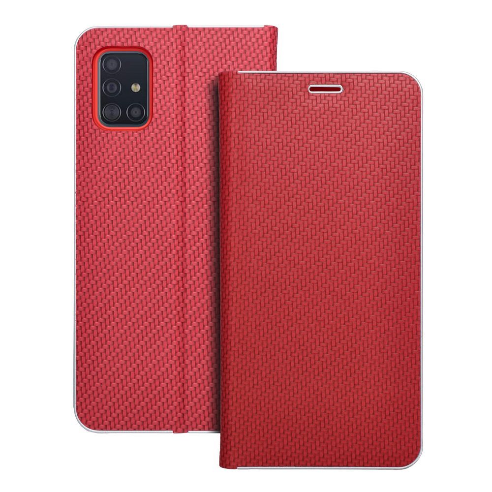 Flip чехол для Samsung A51 Luna Book Carbon красный