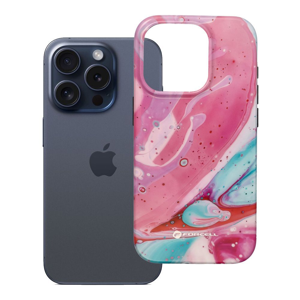 Ümbris jaoks iPhone 15 PRO Forcell F-Protect Mirage compatible with Magsafe Military Drop-Test roosa marble