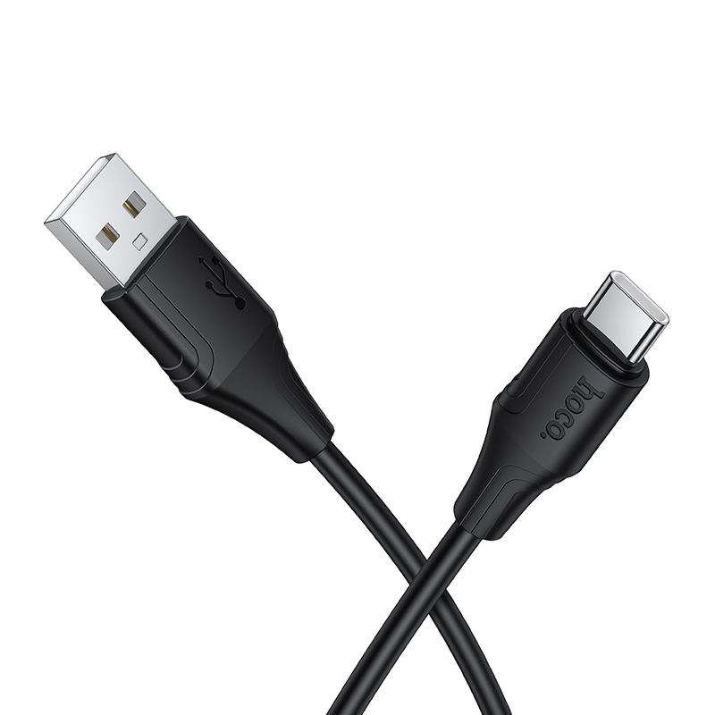 Силиконовый кабель USB A to USB C Hoco 3A 1 м X124 чёрный