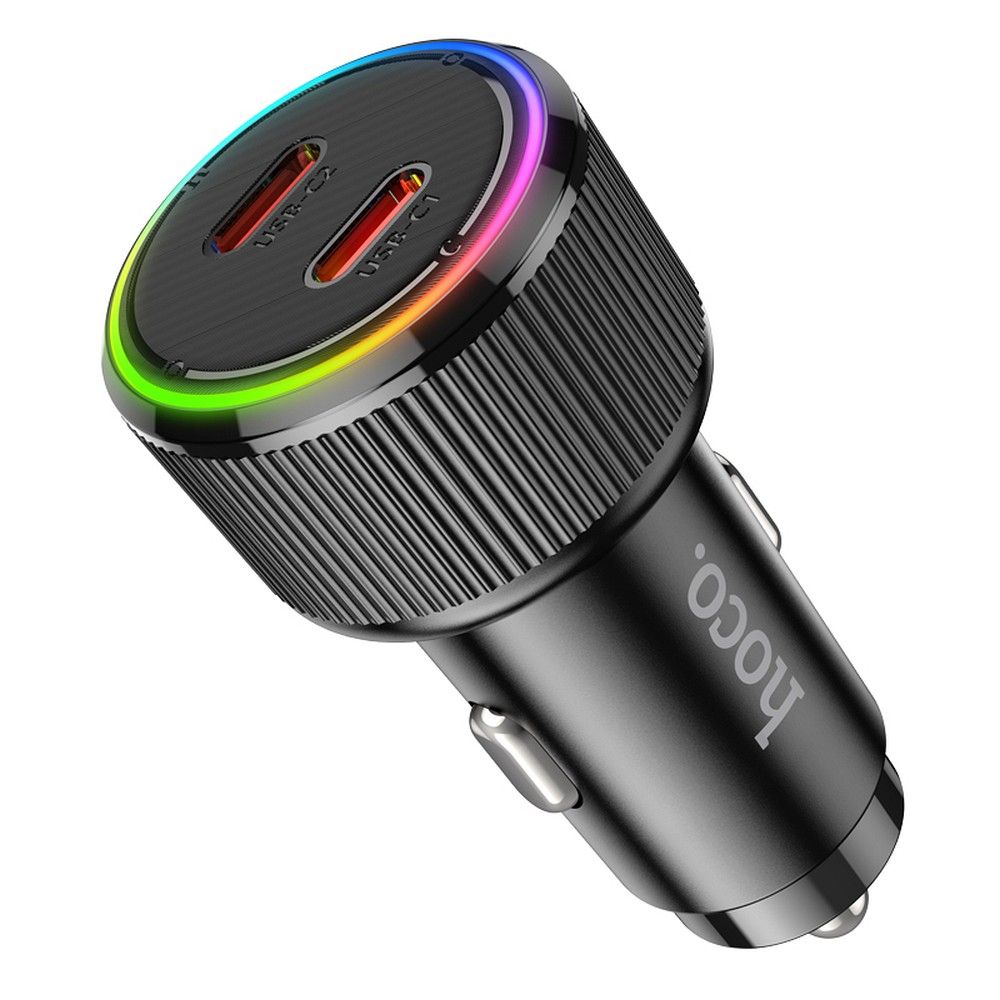 Car Laadija Hoco 2 x USB C QC PD 50W NZ14B must