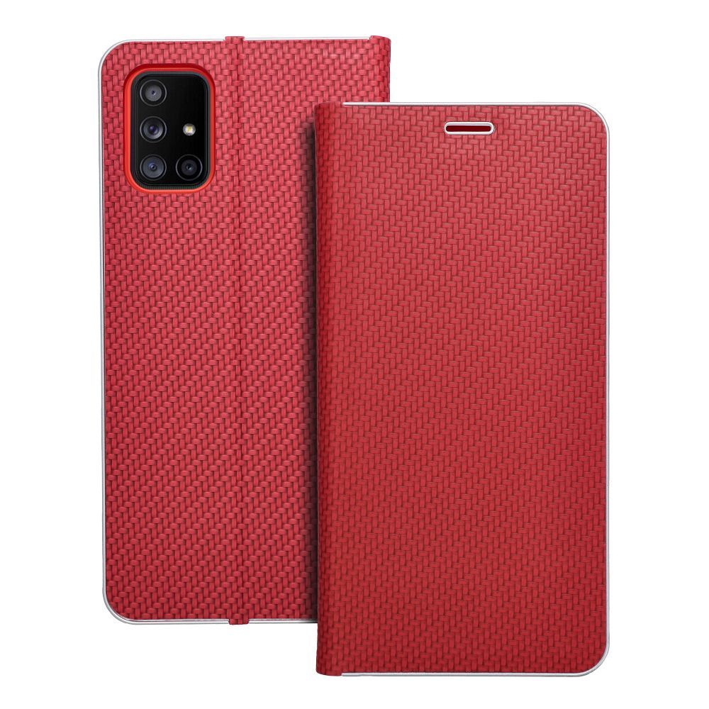 Flip чехол для Samsung A71 Luna Book Carbon красный