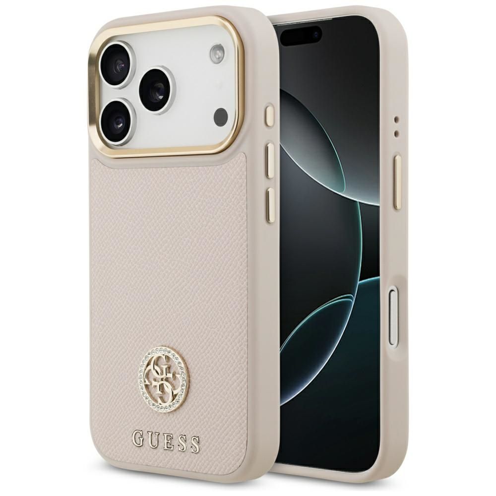 Guess Grained Strass Logo MagSafe ümbris jaoks iPhone 17 Pro - roosa