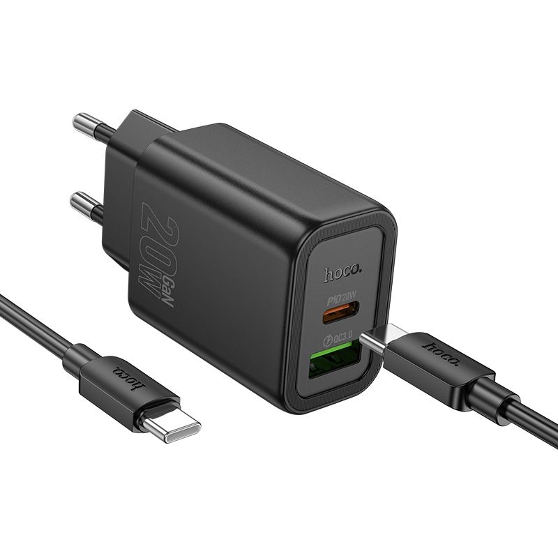Phone Laadija Hoco USB A + USB C QC3.0 PD 3A 20W + Kaabel USB C to USB C N61 must