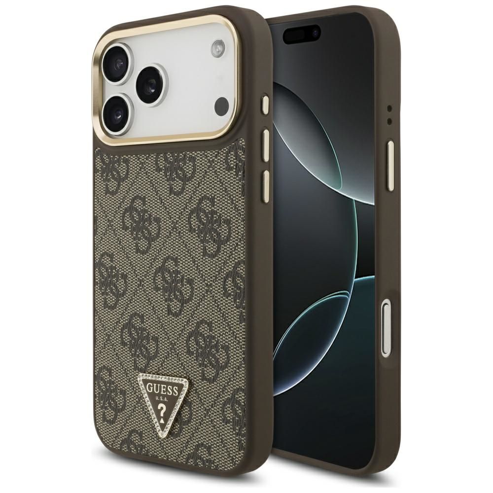 GUESS ümbris jaoks IPHONE 17 Pro Max compatible with MagSafe GUHMP17XP4GTDGMW (4G PU W/ Triangle Logo) kuldne brown