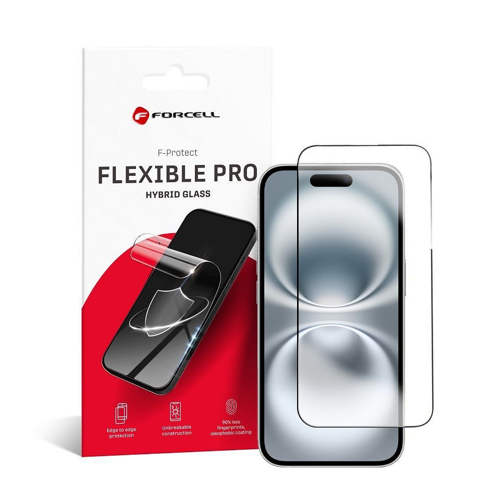Hybrid glass to iPhone 16 PLUS Forcell Flexible 5D must