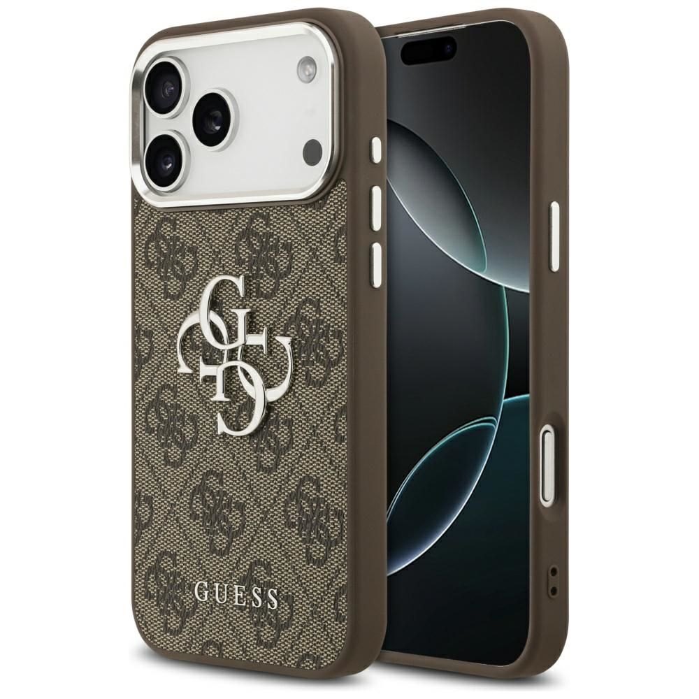 GUESS ümbris jaoks IPHONE 17 Pro Max GUHCP17XP4G4SMCW (4G PU Leather Ümbris with Big 4G and Classic Logo and Hõbedane Metal Camera Raamiga) brown