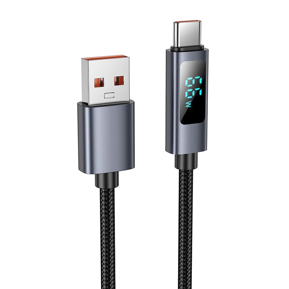Кабель USB A to USB C Hoco 5A с дисплеем 1 м X112 чёрный