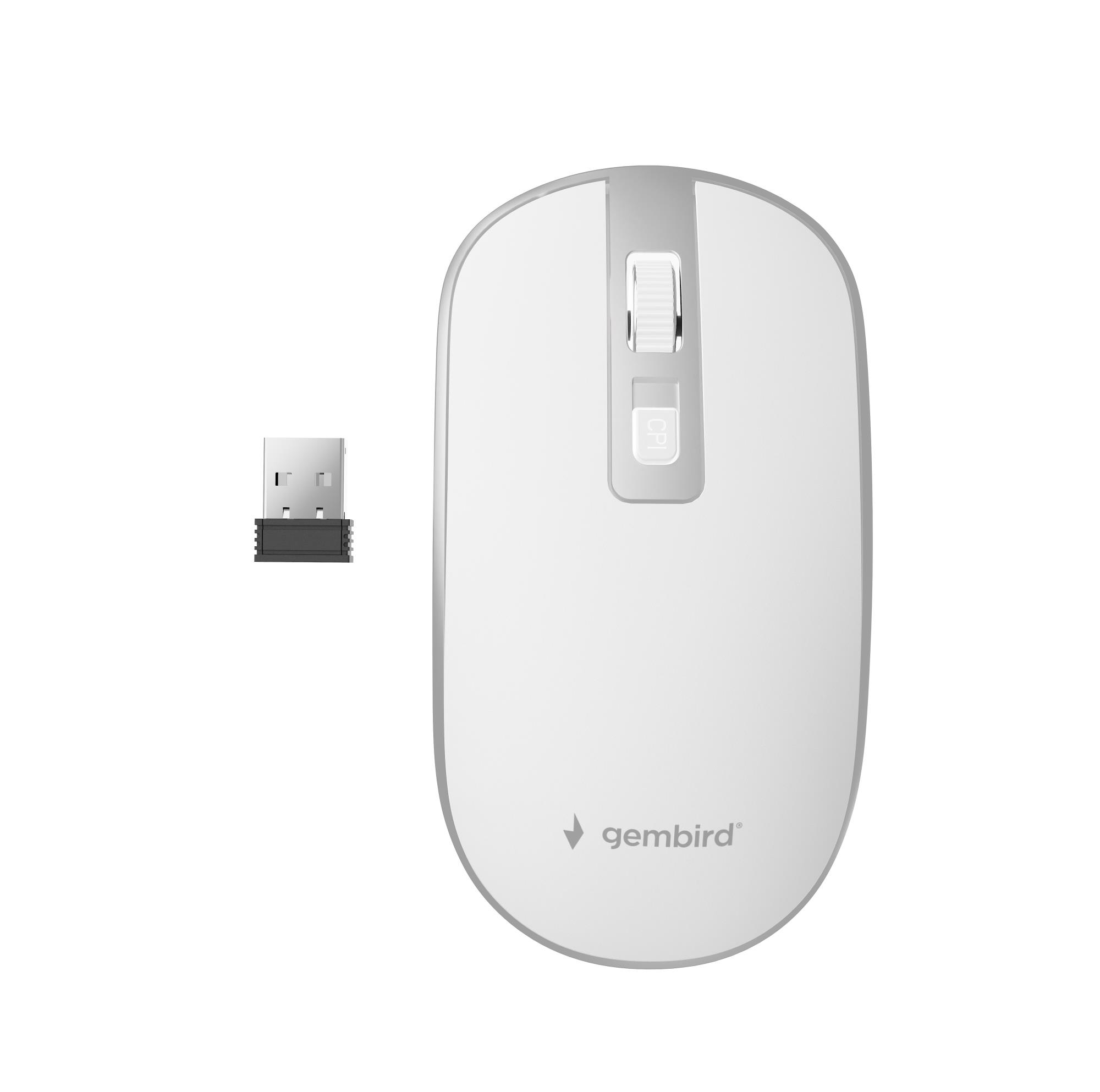 Hiir USB Optiline WRL VALGE/HÕBEDANE MUSW-4B-06-WS GEMBIRD