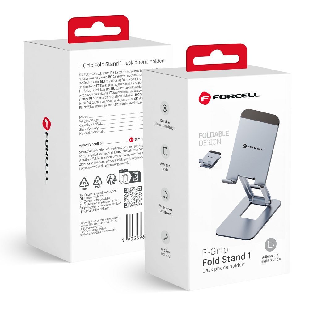 Desk hoidja jaoks phone / tablet foldable Forcell F-Grip Fold Alus 1 hall