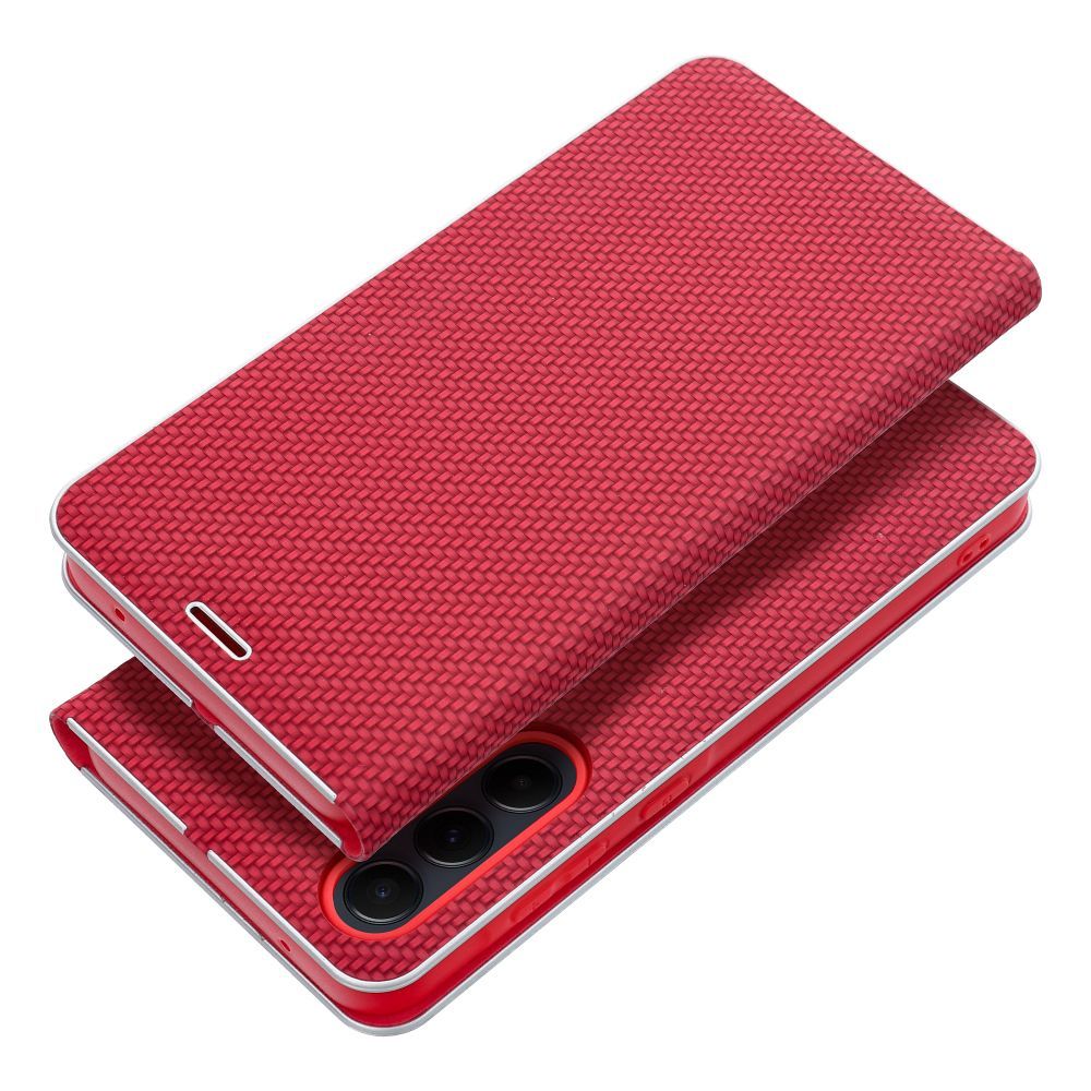 Флип-чехол для Samsung S25 Luna Book Carbon красный