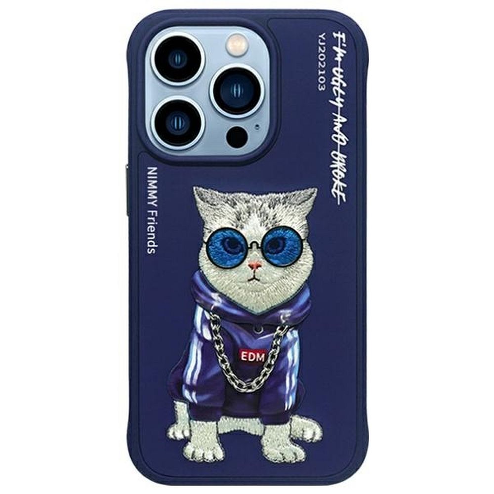Nimmy Glasses Cool Cat Ümbris jaoks iPhone 15 Pro - Sinine