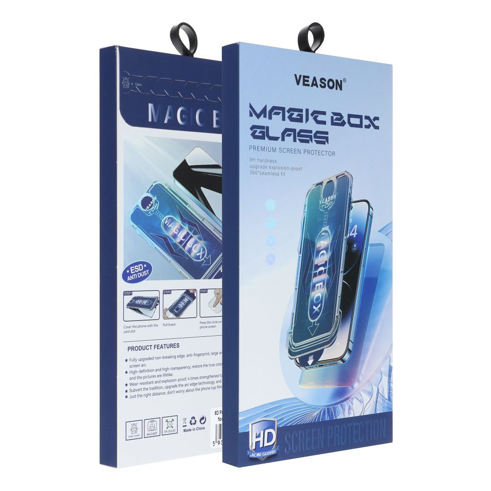 6D Pro Veason Easy-Install Glass + Applicator - jaoks Iphone 15 must