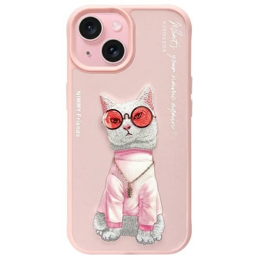 NIMMY case GLASSES COOL CAT jaoks IPHONE 15 roosa