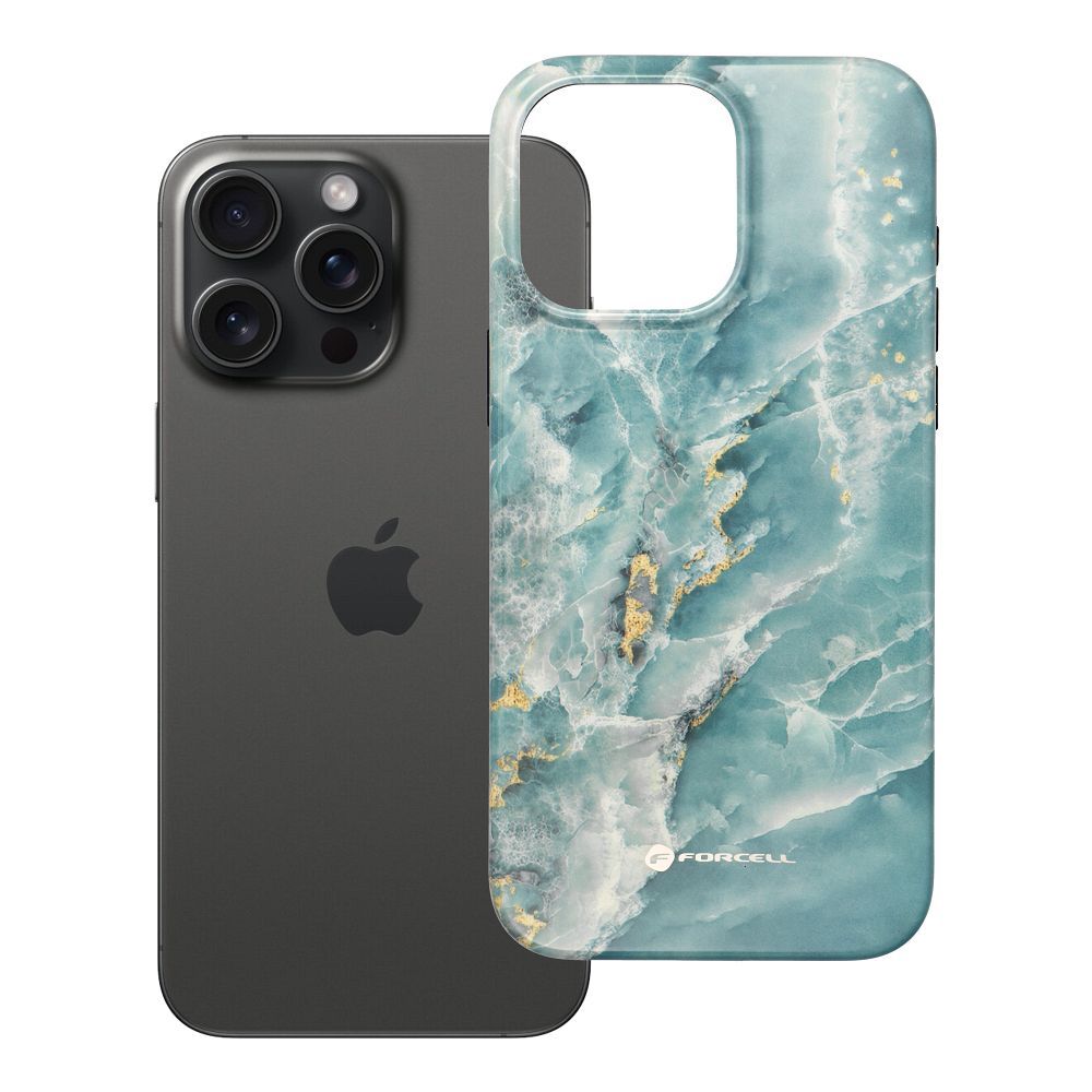 Ümbris jaoks iPhone 15 PRO MAX Forcell F-Protect Mirage compatible with Magsafe Military Drop-Test roheline marble