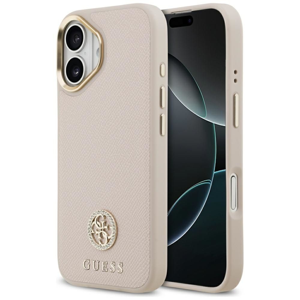 GUESS ümbris jaoks IPHONE 17 compatible with MagSafe GUHMP17SPGCRMDEP (PU W/ Grained Strass Logo) roosa