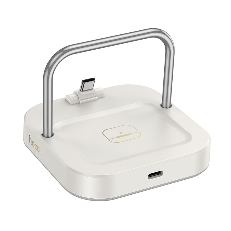Desktop laadija Hoco 2in1 USB C PD QC 3A 30W + juhtmevaba charging 5W CQ16B milky valge