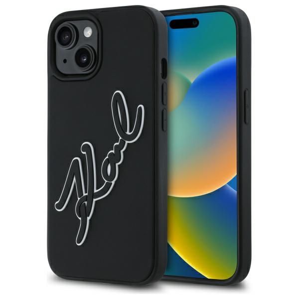 Karl Lagerfeld 3D Rubber Signature iPhone 15 Ümbris - must