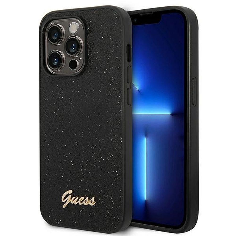 Guess Glitter Script ümbris iPhone 14 Pro jaoks - must