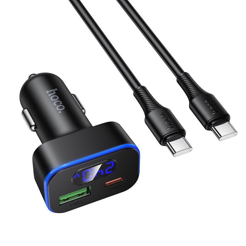 autolaadija Hoco USB A + USB C PD QC3.0 48W + kaabel USB C to C Z63B must