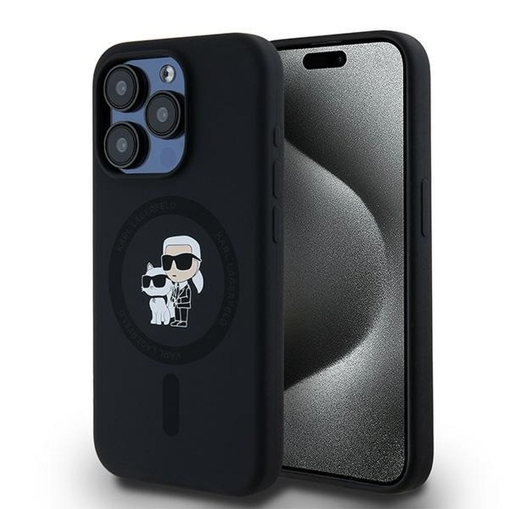 Karl Lagerfeld Silicone Karl&Choupette MagSafe ümbris jaoks iPhone 15 Pro - must