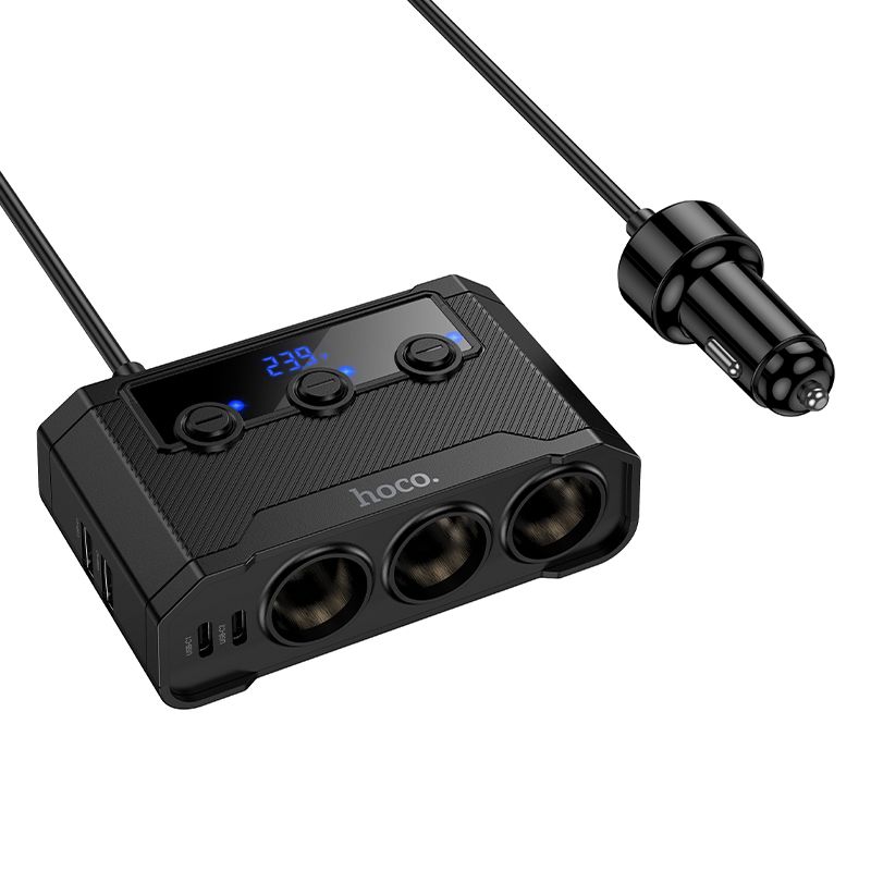 Car laadija Hoco 2xUSB A + 2xUSB C+3x cigarette lighter ports PD QC3.0 240W Z64 must