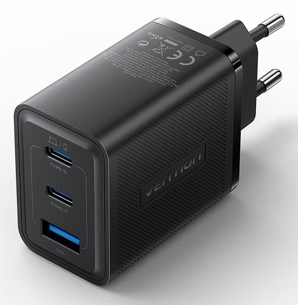 Vention 65W USB võrgulaadija, 3 porti, must