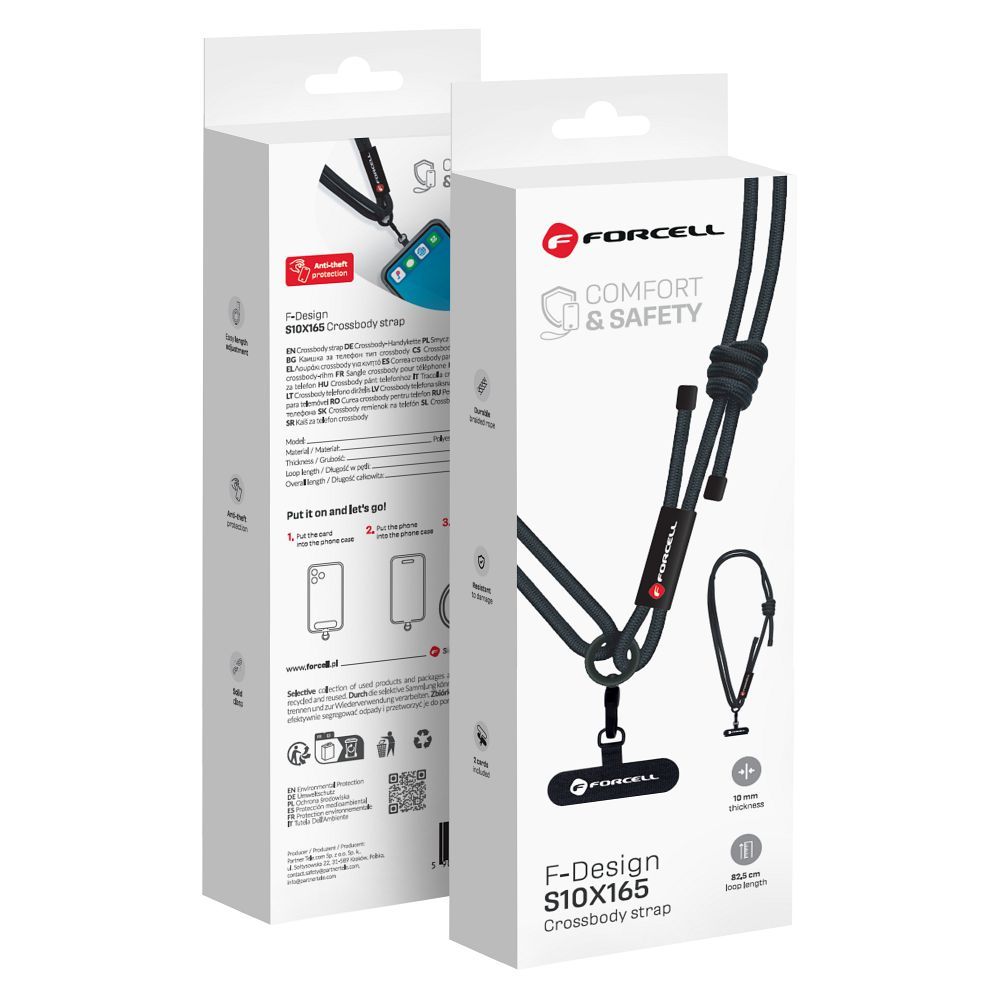 FORCELL F-DESIGN S10X165 crossbody phone lanyard with adjustable length (max 82,5cm in the loop) must