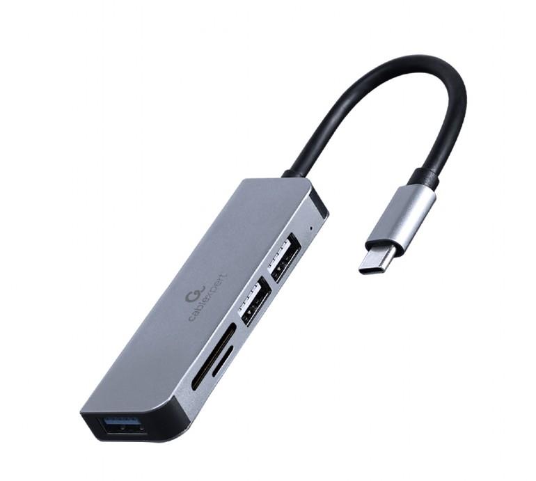 Gembird USB-C jaotur 3 porti kaardilugejaga
