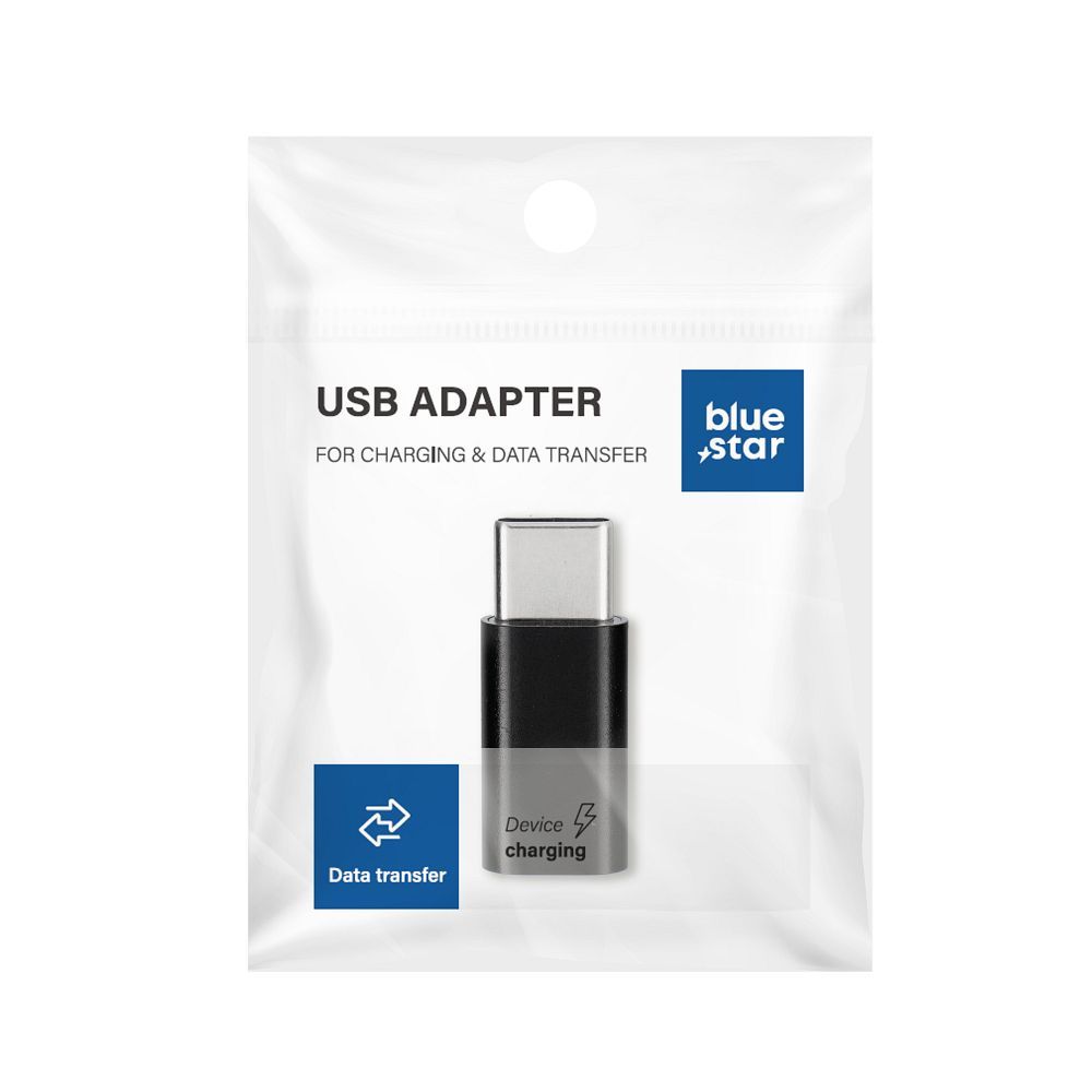 Adapter Micro USB to Type C Blue Star - black
