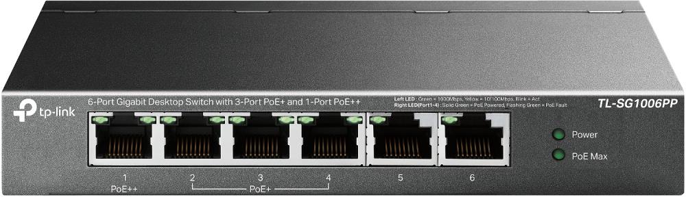TP-Link TL-SG1006PP Kommutaator 6-porti Gigabit 4x PoE+