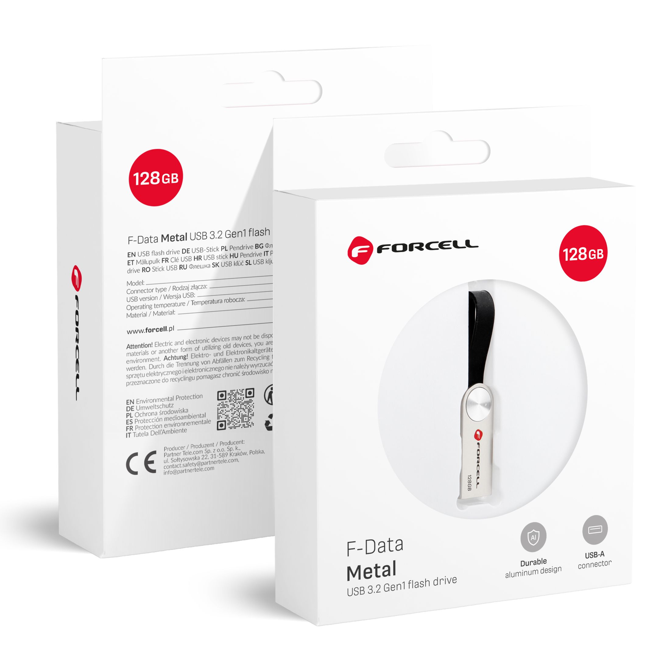 Pendrive 128GB USB 3.2 Gen 1 (USB A) Forcell F-Data Metal hõbedane