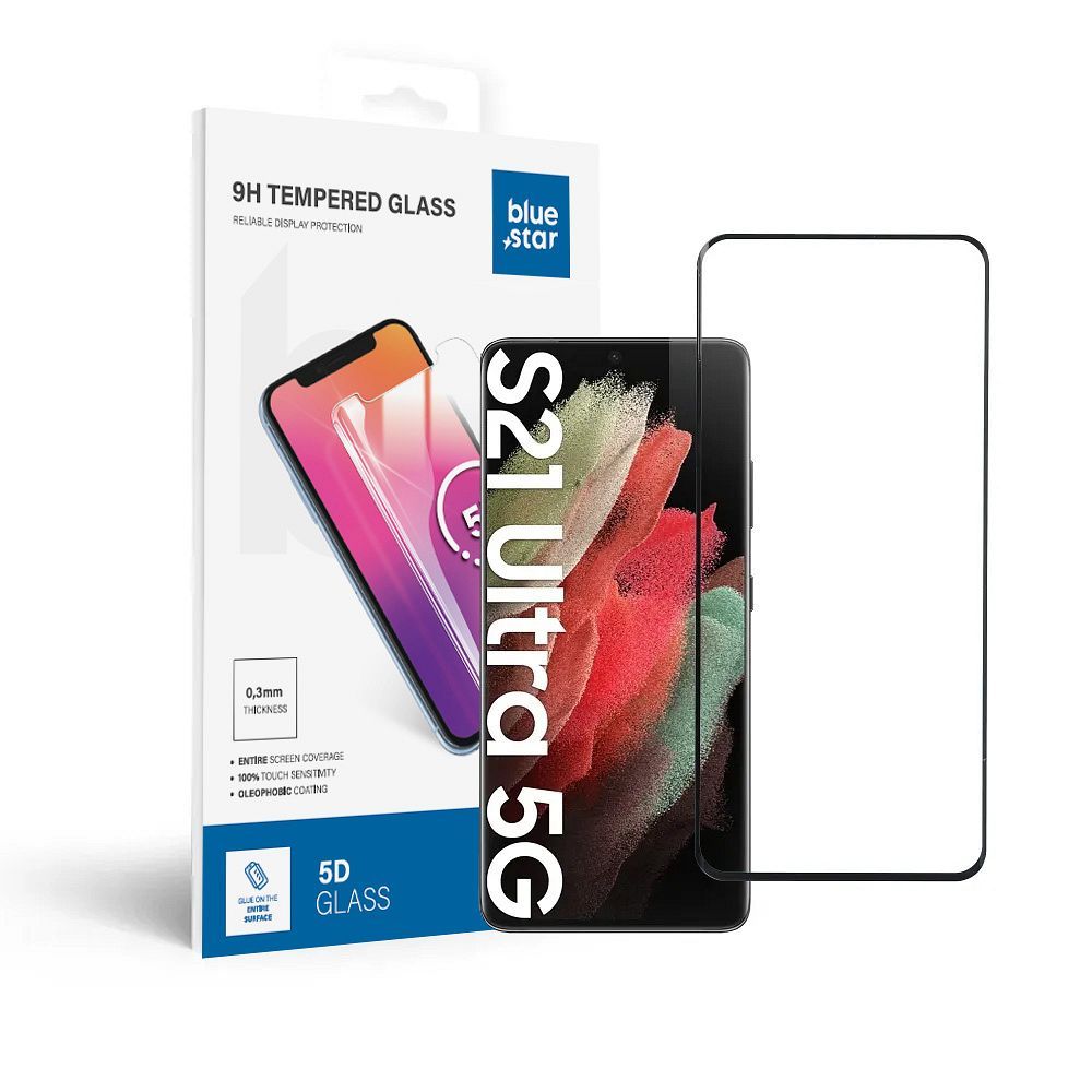 Karastatud klaas to Samsung Galaxy S21 ULTRA (full glue / Ümbris friendly) sinine Star 5D must