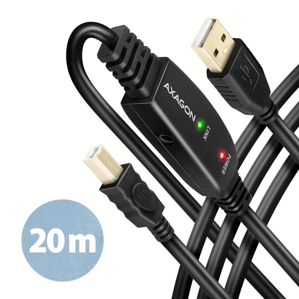 USB2.0 A-M/B-M aktiivne kaabel 20m ADR-220B Axagon
