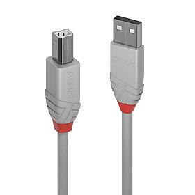 Lindy USB2 A-B kaabel 2m Anthra hall