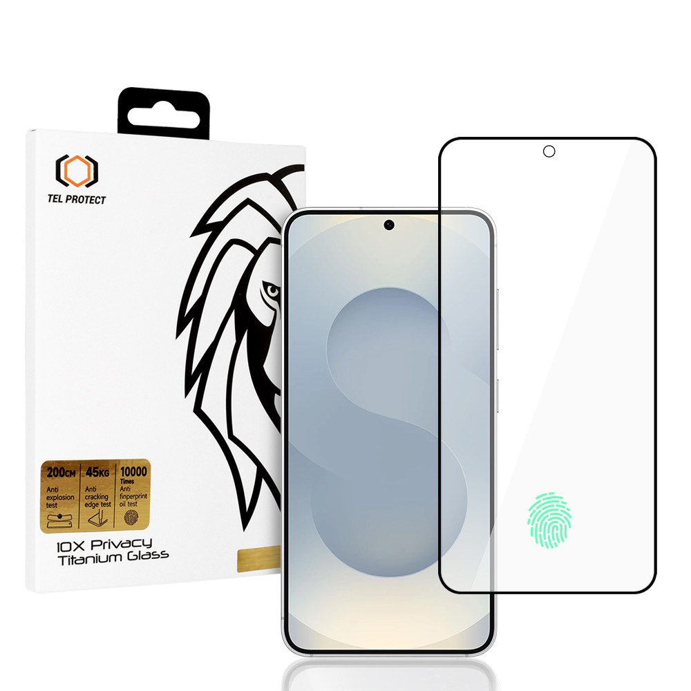 Закалённое стекло Tel Protect 10X Privacy Titanium для Samsung Galaxy S25/S24 (с разблокировкой по отпечатку)