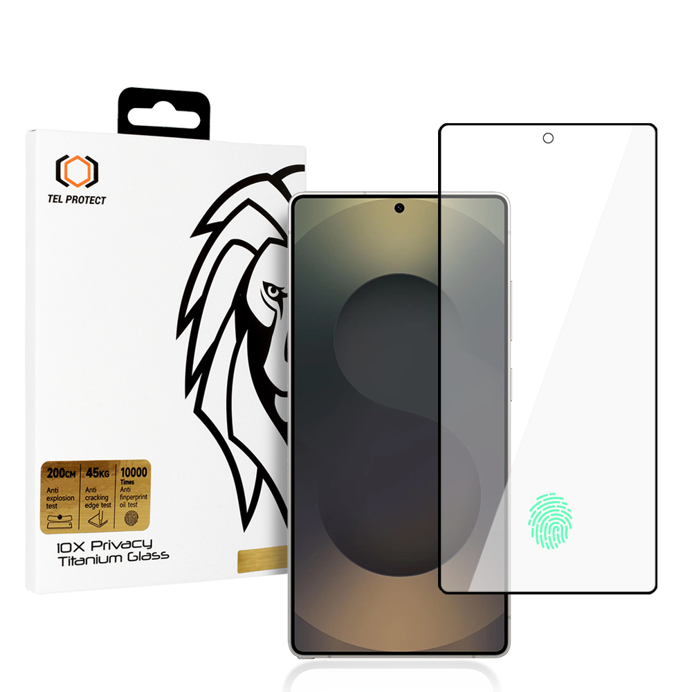 Tempered glass Tel Protect 10X Privacy Titanium jaoks Samsung Galaxy S25 Ultra (with fingerprint unlock)