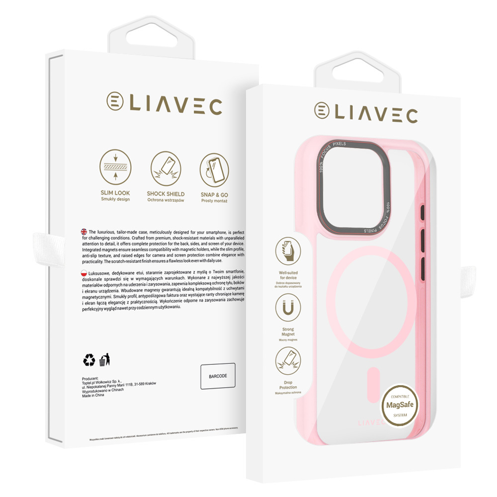 Liavec Hybrid Magsafe Clear Ümbris jaoks Iphone 16 Pro Max light roosa
