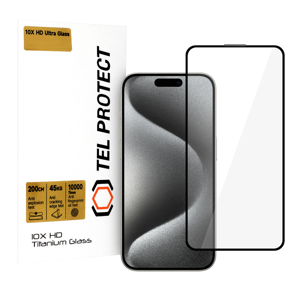 Karastatud klaas Tel Protect 10X HD Titanium jaoks Iphone 15 Pro Max (envelope)