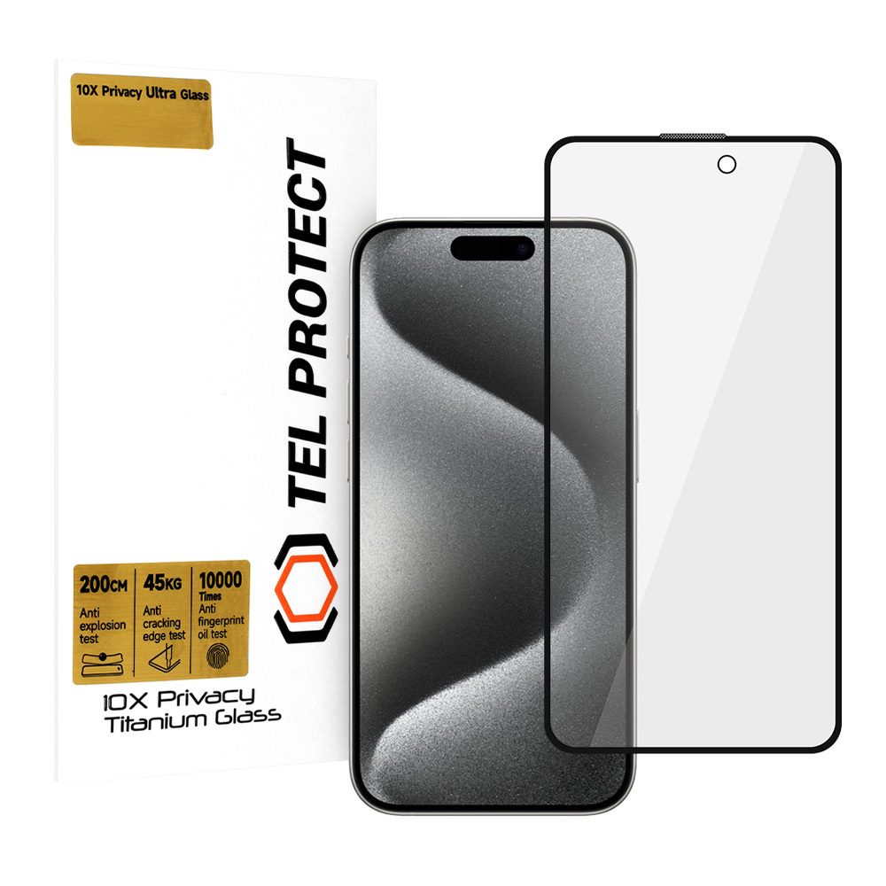 Tempered glass Tel Protect 10X Privacy Titanium jaoks Iphone 16 Pro/17 (envelope)