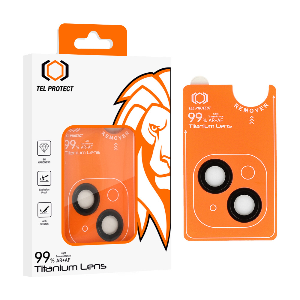Tempered glass Tel Protect Titanium Lens 99% AR on camera jaoks Iphone 15/15 Plus must (lens 2 pcs)