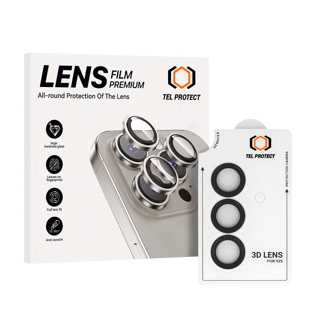 Tempered glass Tel Protect 3D Lens on camera jaoks Samsung Galaxy S25 must (lens 3 pieces)